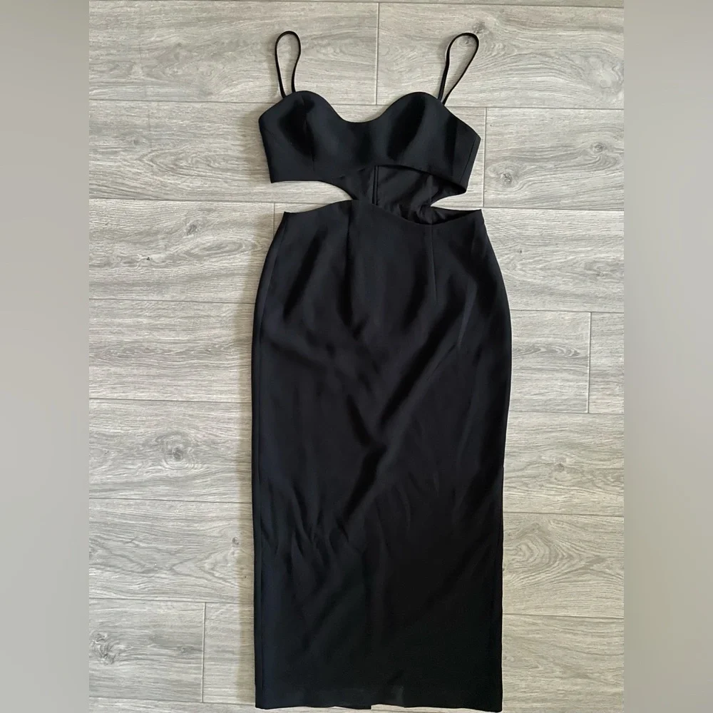 ASOS EDITION Cami Wavy Cutout Midi Dress In Black - Picture 3 of 8